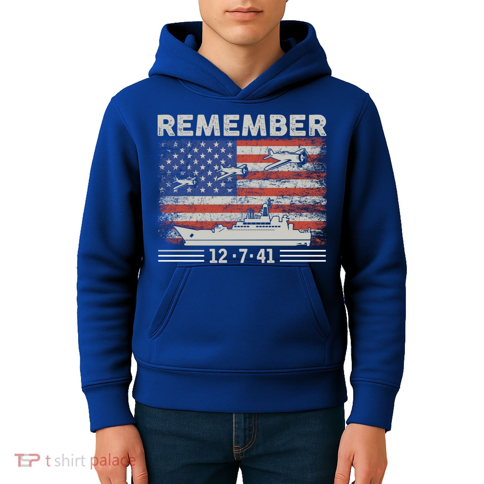 Wwii Remember Pearl Harbor Memorial Day December 7th 1941 Gift Kids Hoodie