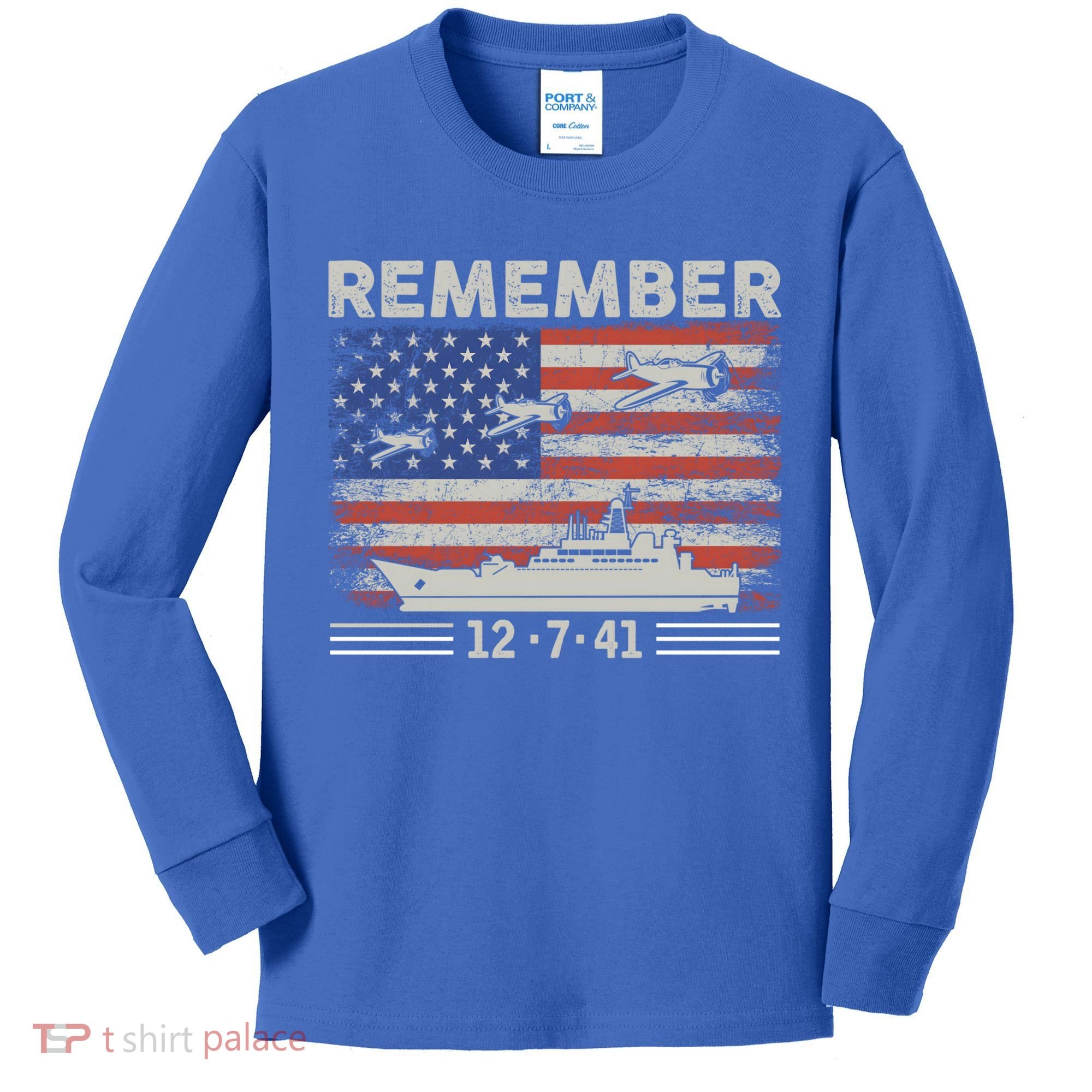 Wwii Remember Pearl Harbor Memorial Day December 7th 1941 Gift Kids Long Sleeve Shirt