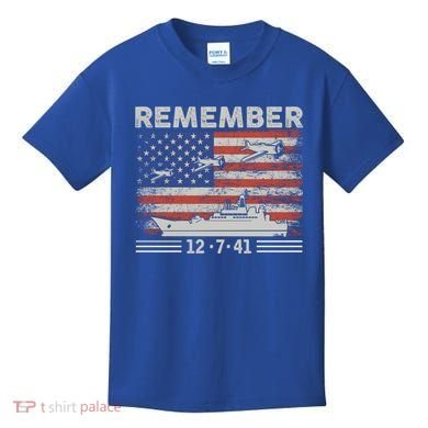 Wwii Remember Pearl Harbor Memorial Day December 7th 1941 Gift Kids T-Shirt