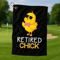 Women's Retirement Party Gift Cute Gift Retired Chick Gift Golf Towel thumb 1