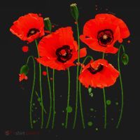 Watercolor Red Poppy Flower Gardening Plants Lover Gift T-Shirt thumb 7