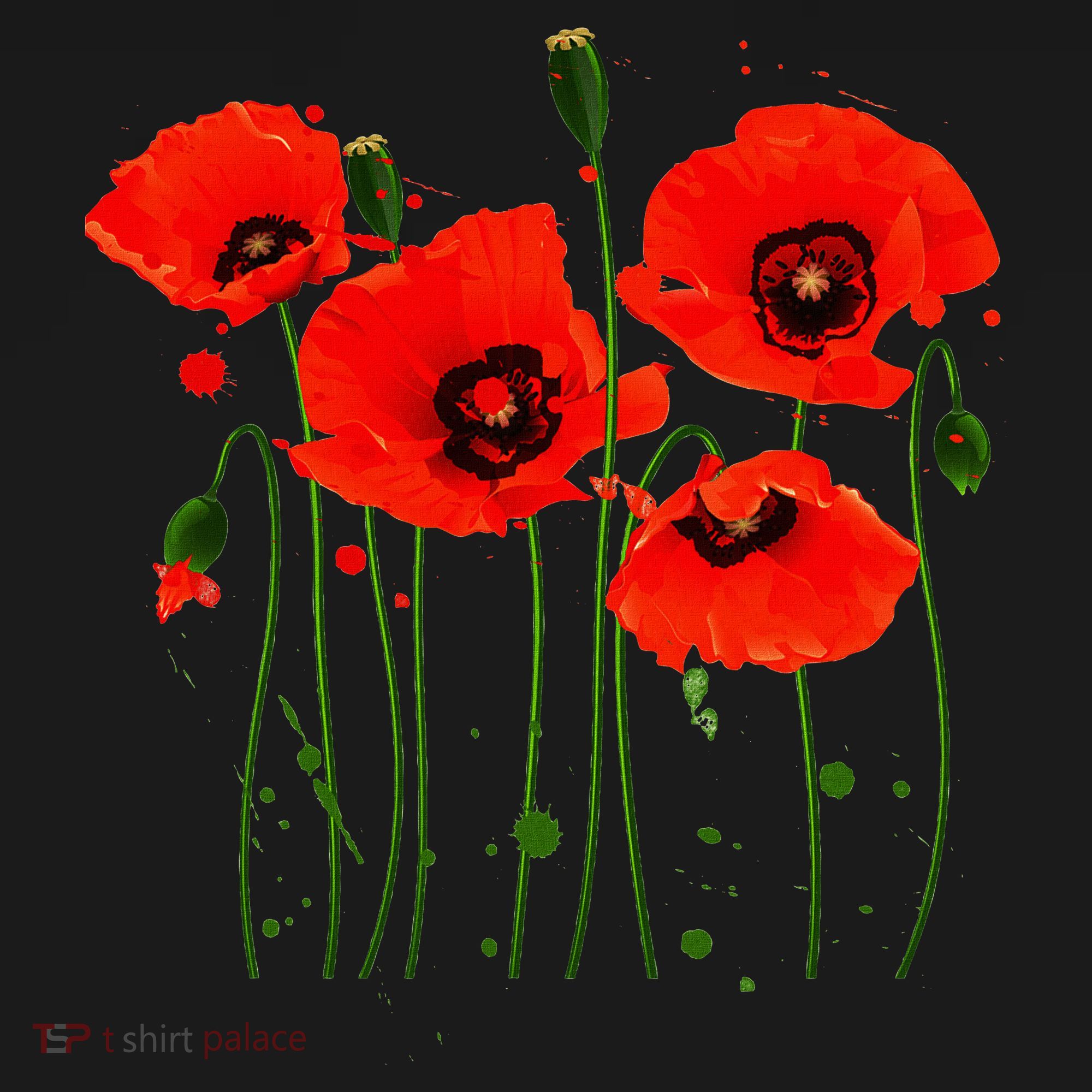 Watercolor Red Poppy Flower Gardening Plants Lover Gift T-Shirt