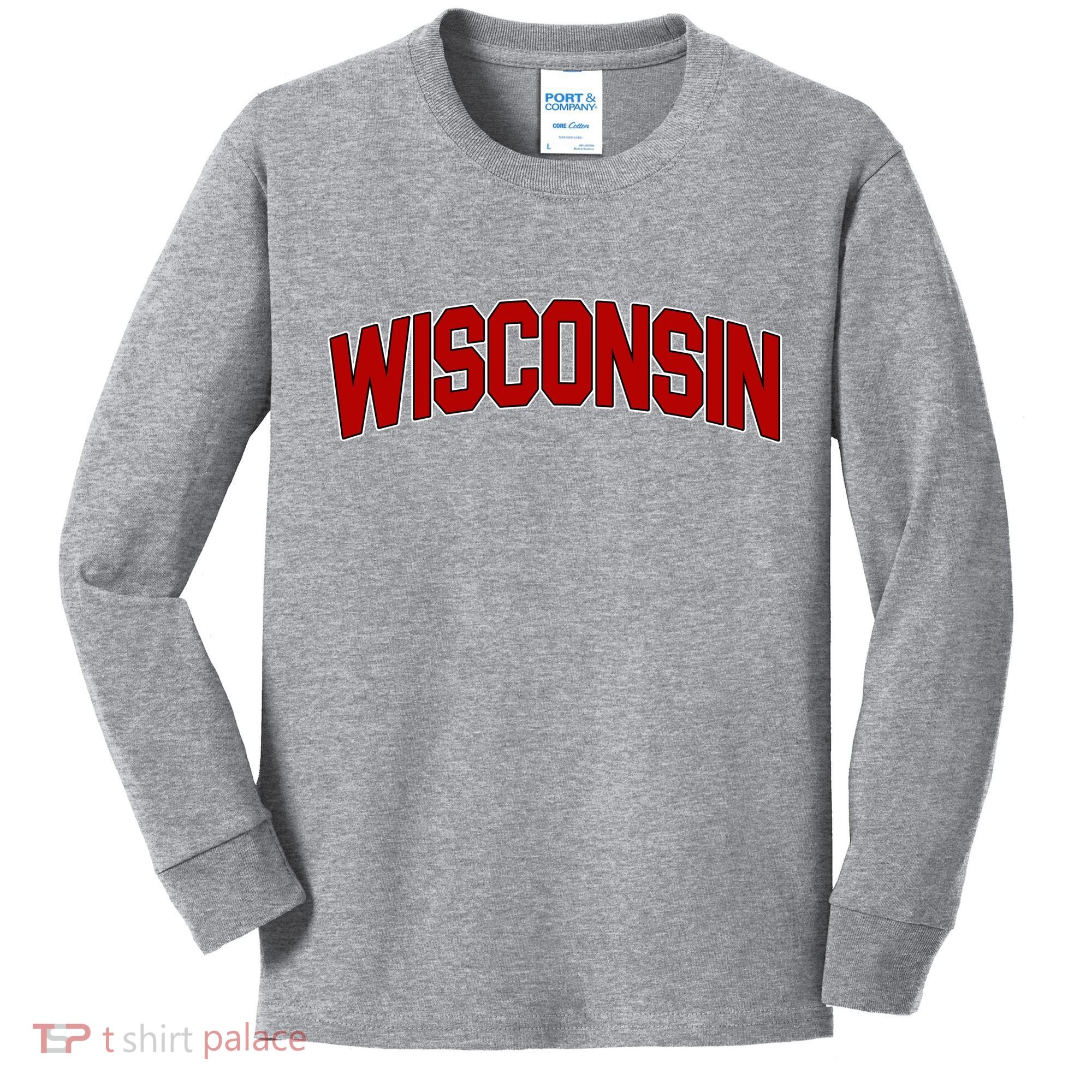 Wisconsin Retro State Kids Long Sleeve Shirt