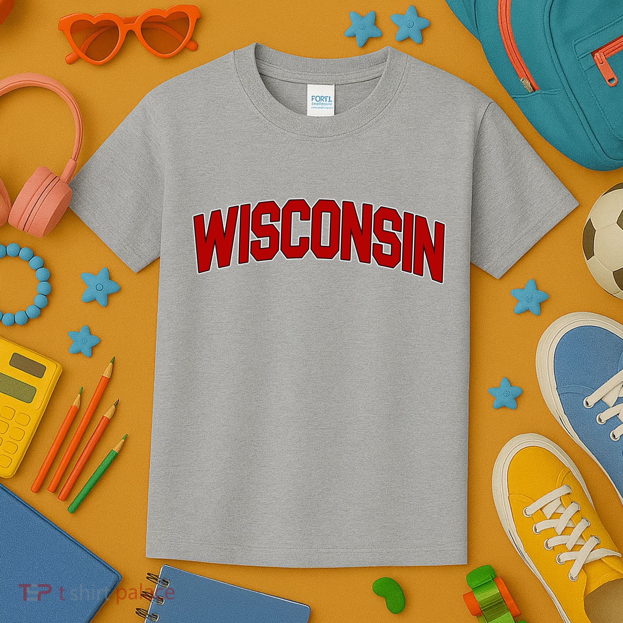 Wisconsin Retro State Kids T-Shirt