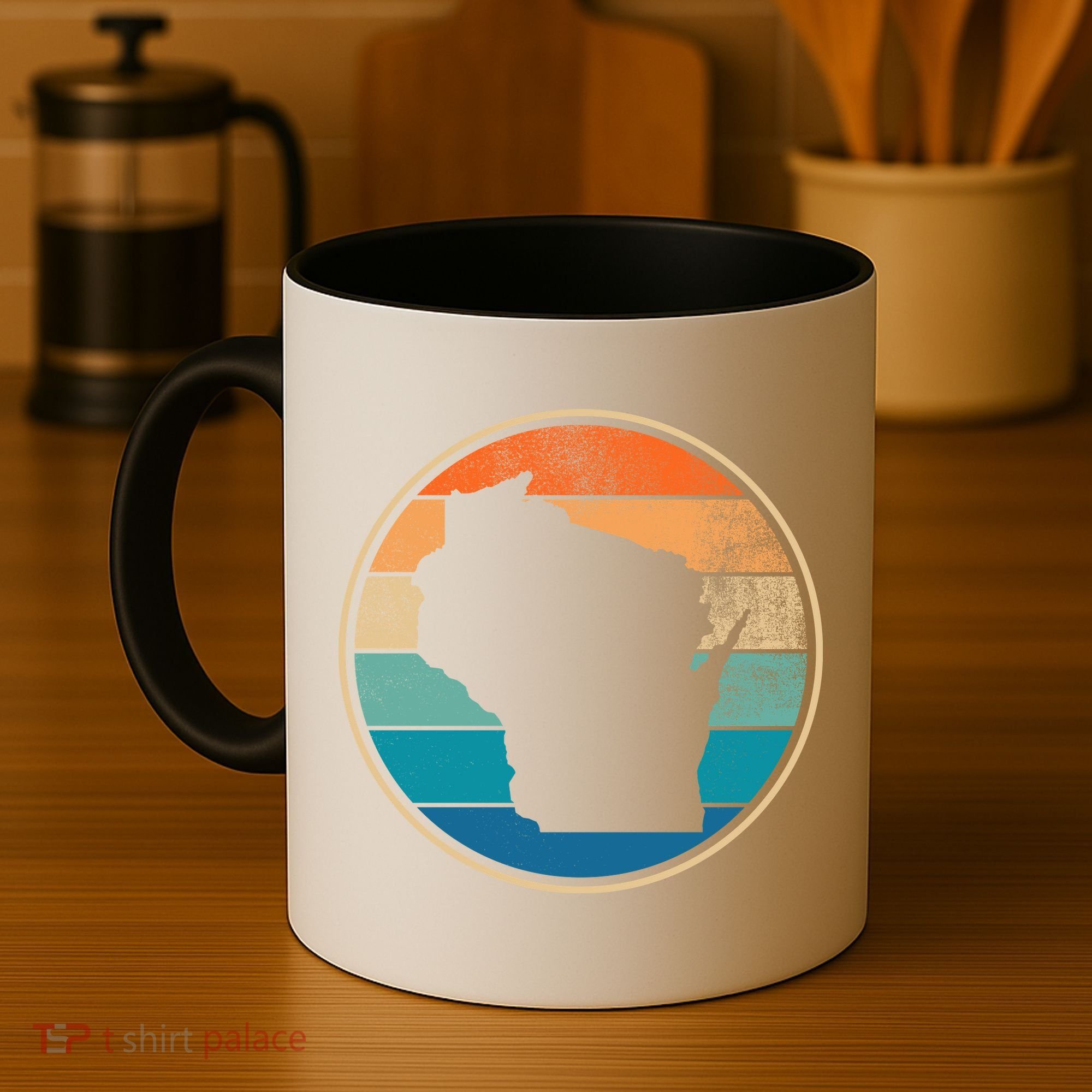 Wisconsin Retro Sunset State Coffee Mug