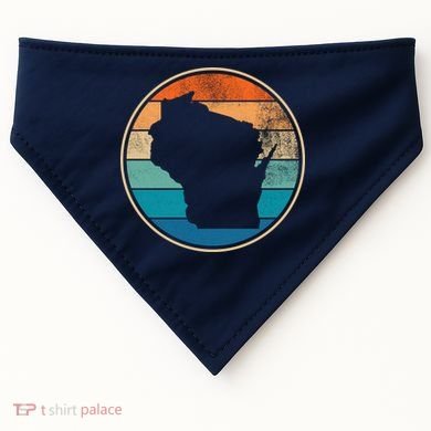 Wisconsin Retro Sunset State USA-Made Doggie Bandana