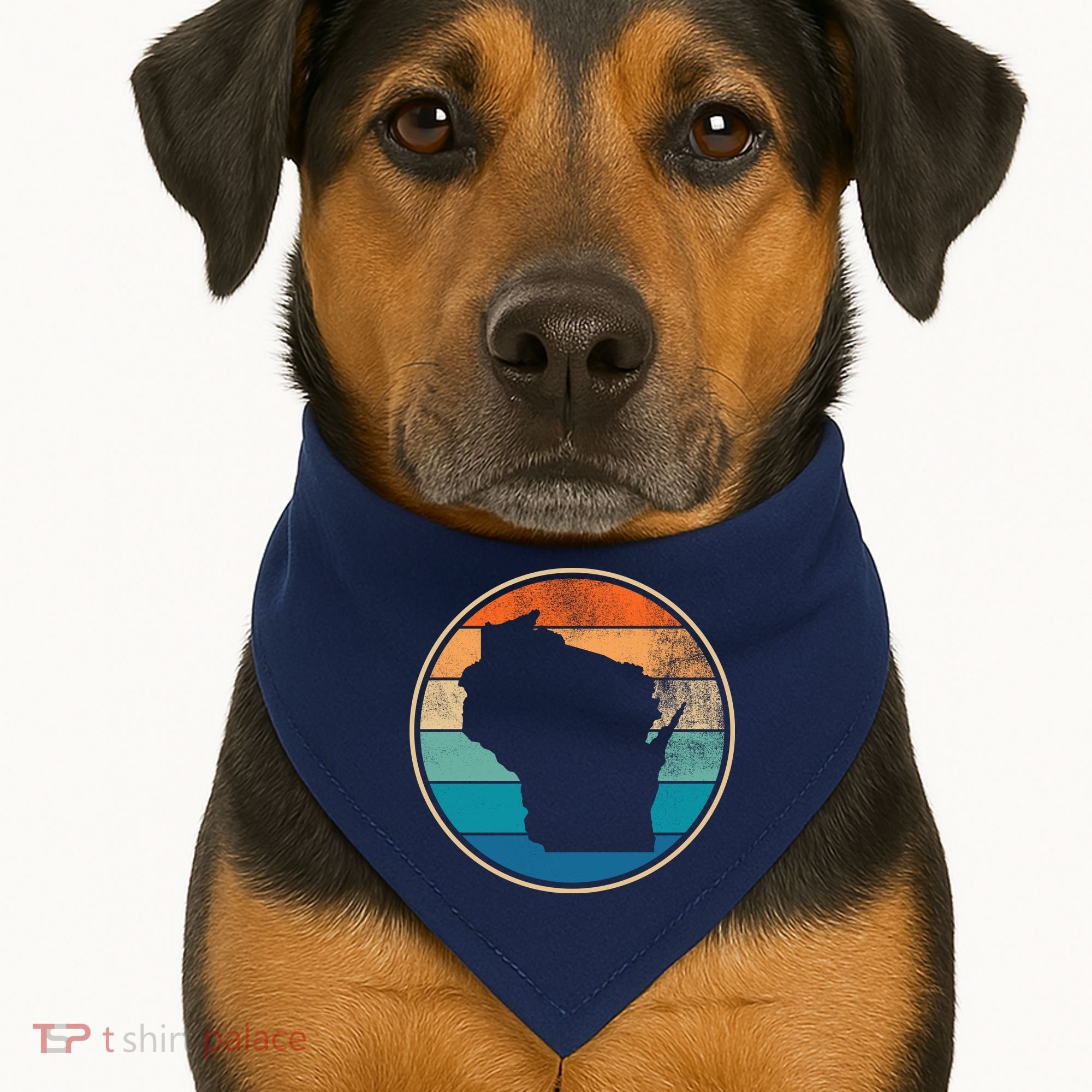 Wisconsin Retro Sunset State USA-Made Doggie Bandana