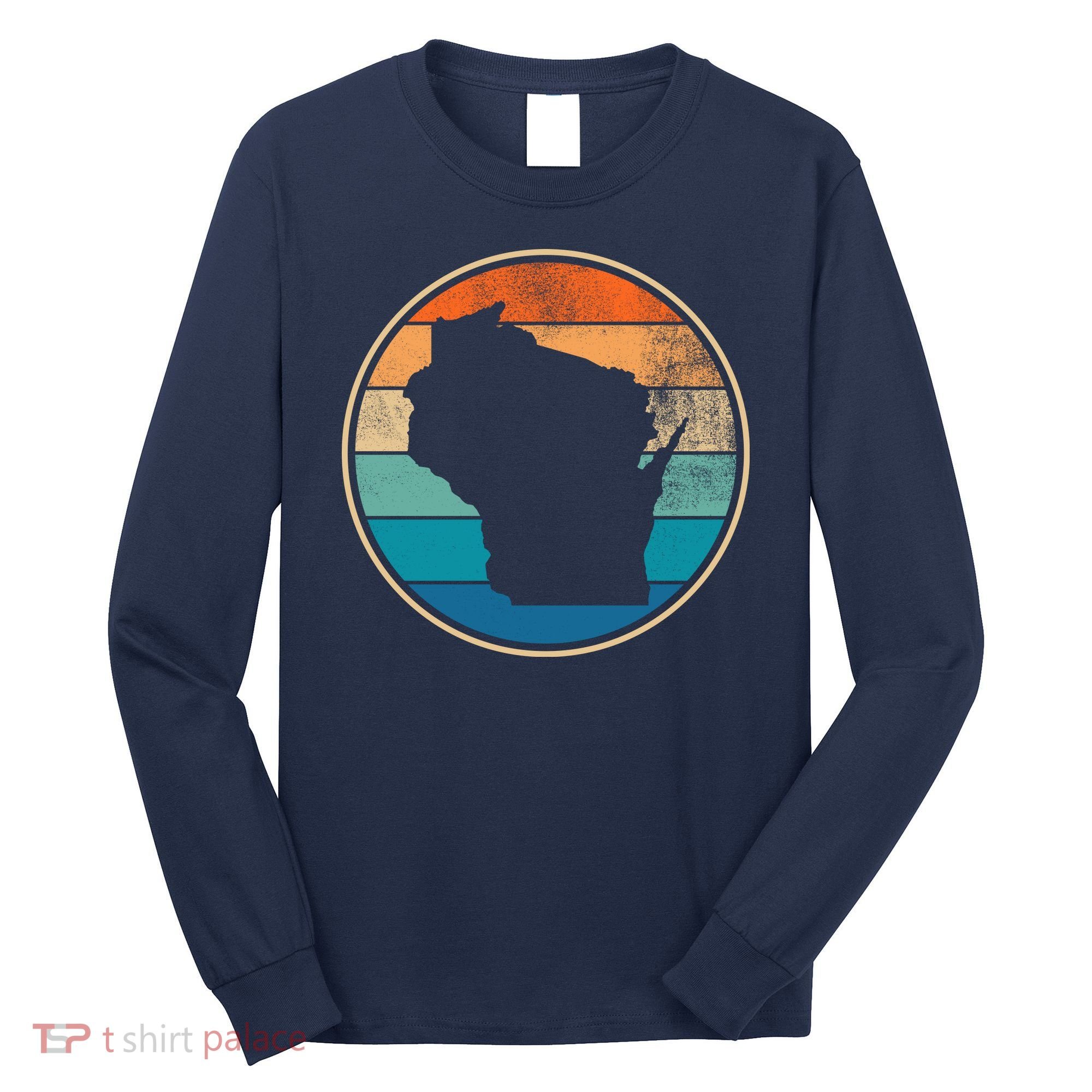 Wisconsin Retro Sunset State Long Sleeve Shirt