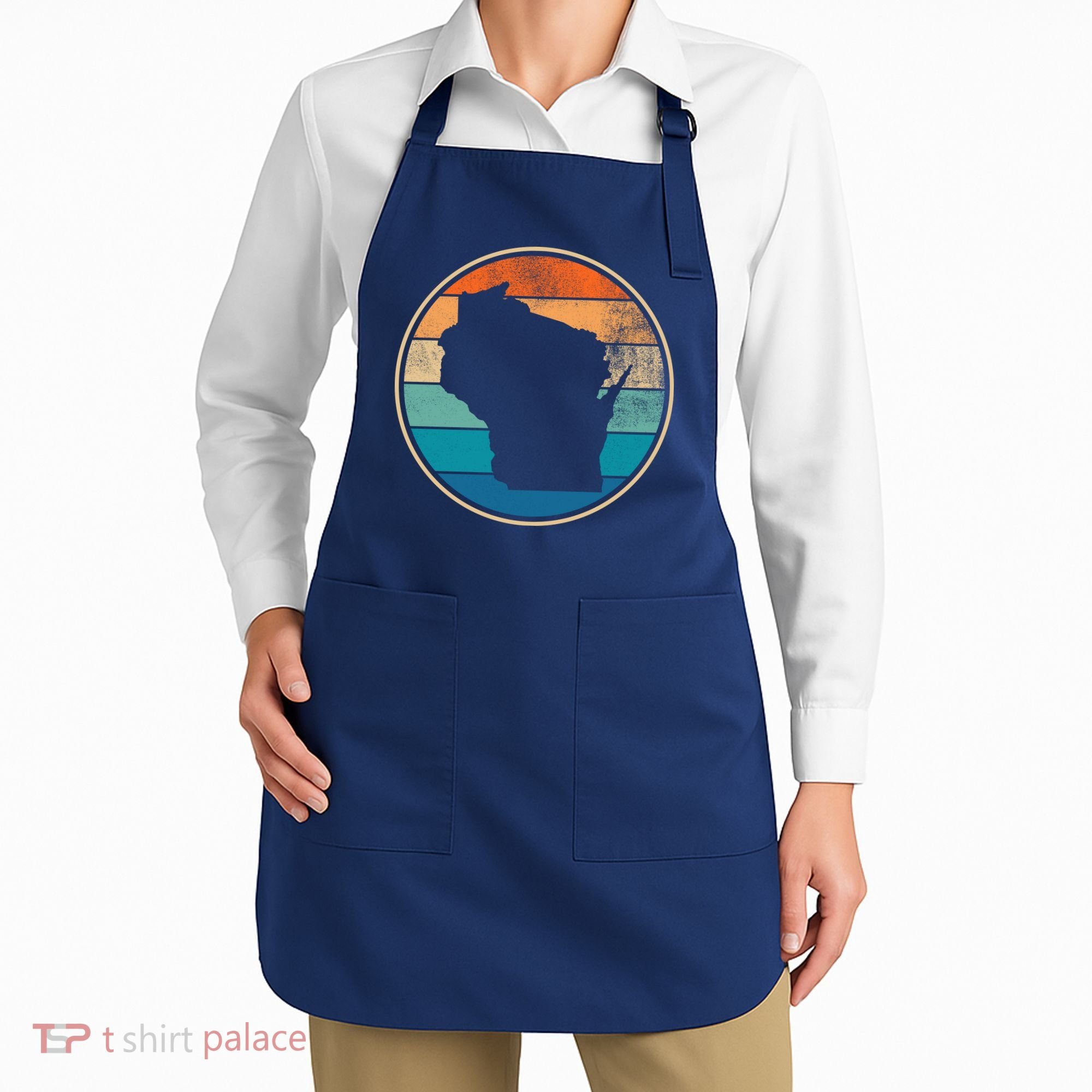 Wisconsin Retro Sunset State Apron