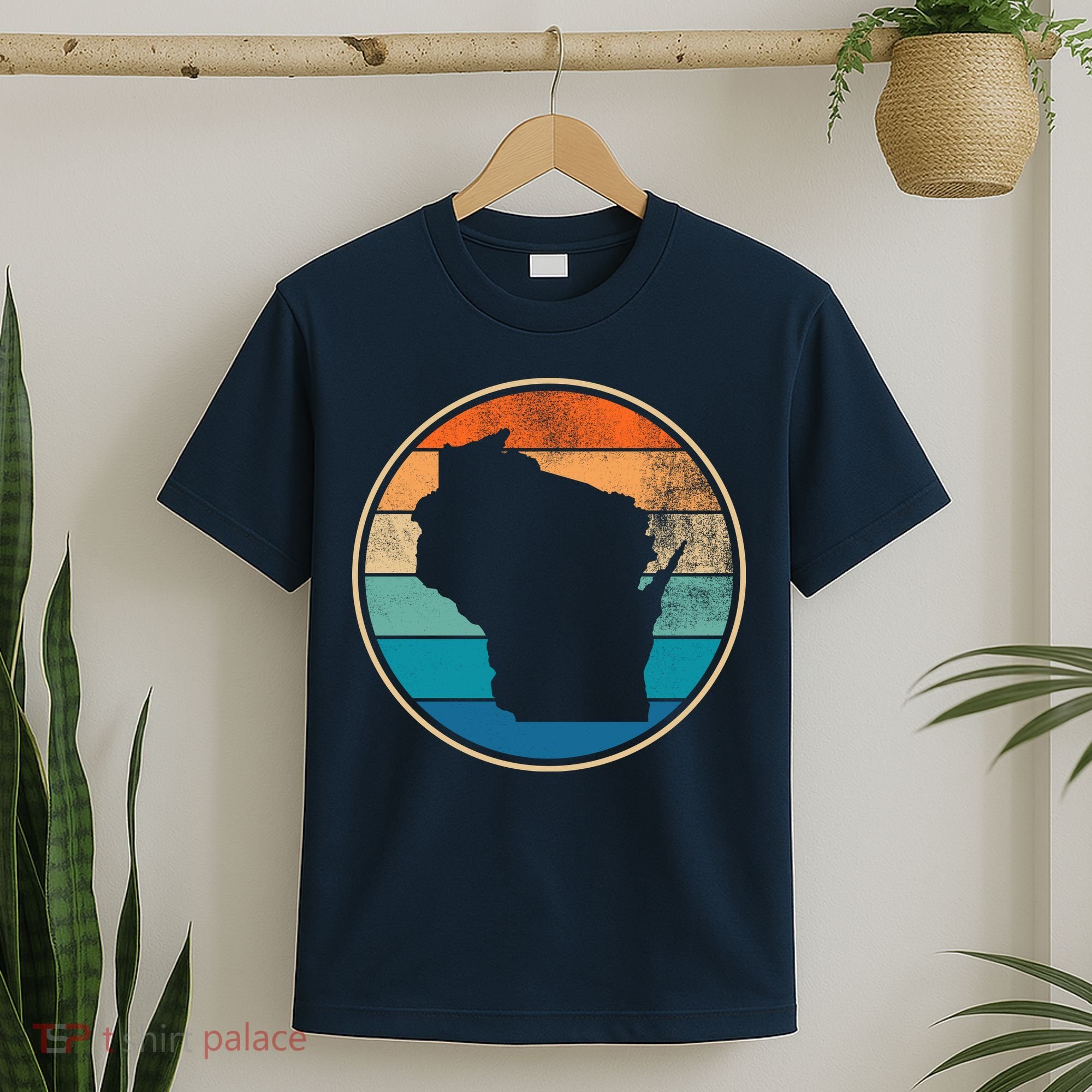 Wisconsin Retro Sunset State T-Shirt