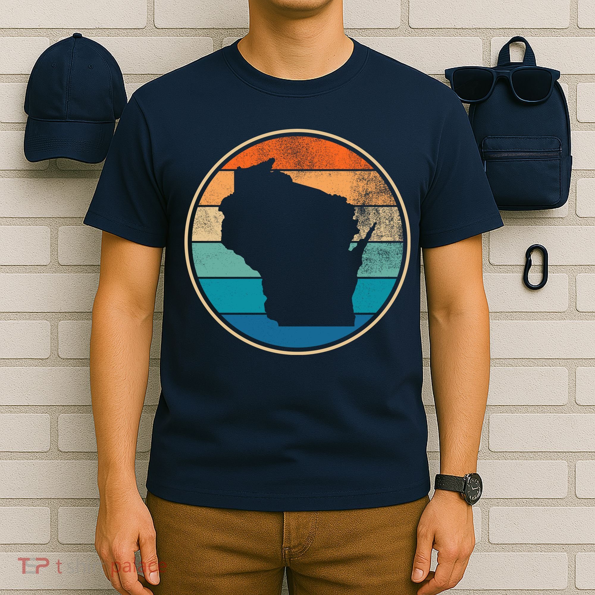 Wisconsin Retro Sunset State T-Shirt