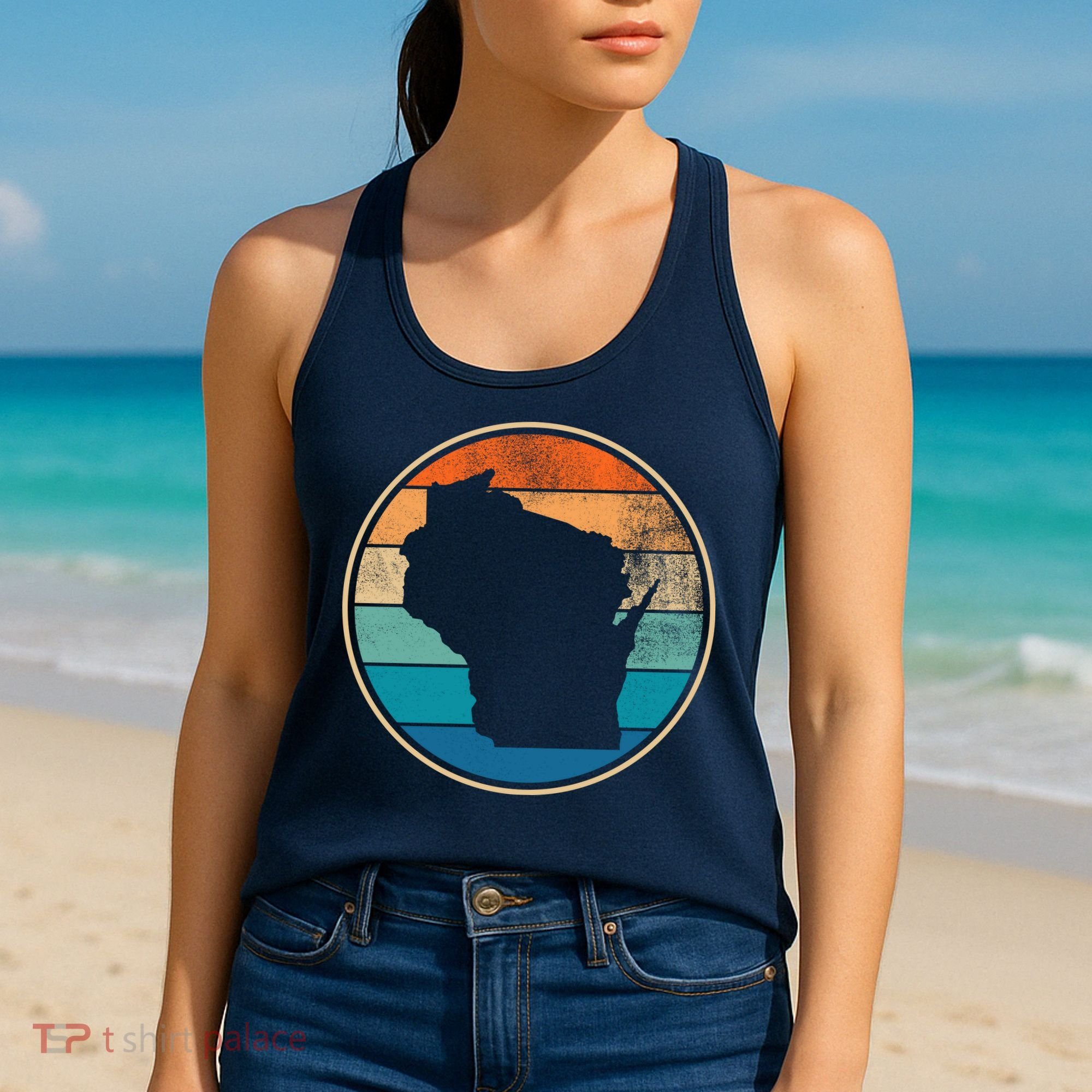 Wisconsin Retro Sunset State Women's Tank Top