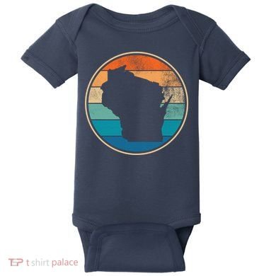 Wisconsin Retro Sunset State Baby Bodysuit