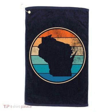 Wisconsin Retro Sunset State Golf Towel