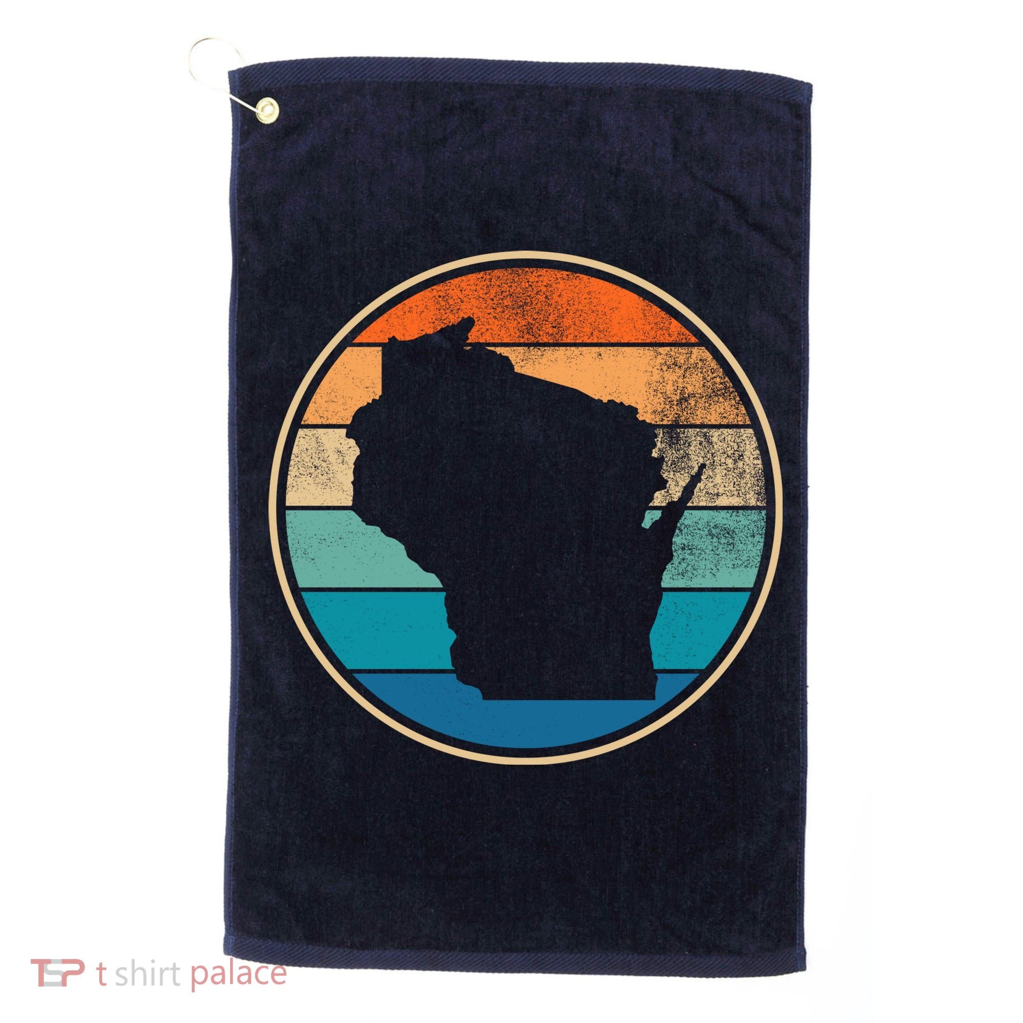 Wisconsin Retro Sunset State Golf Towel