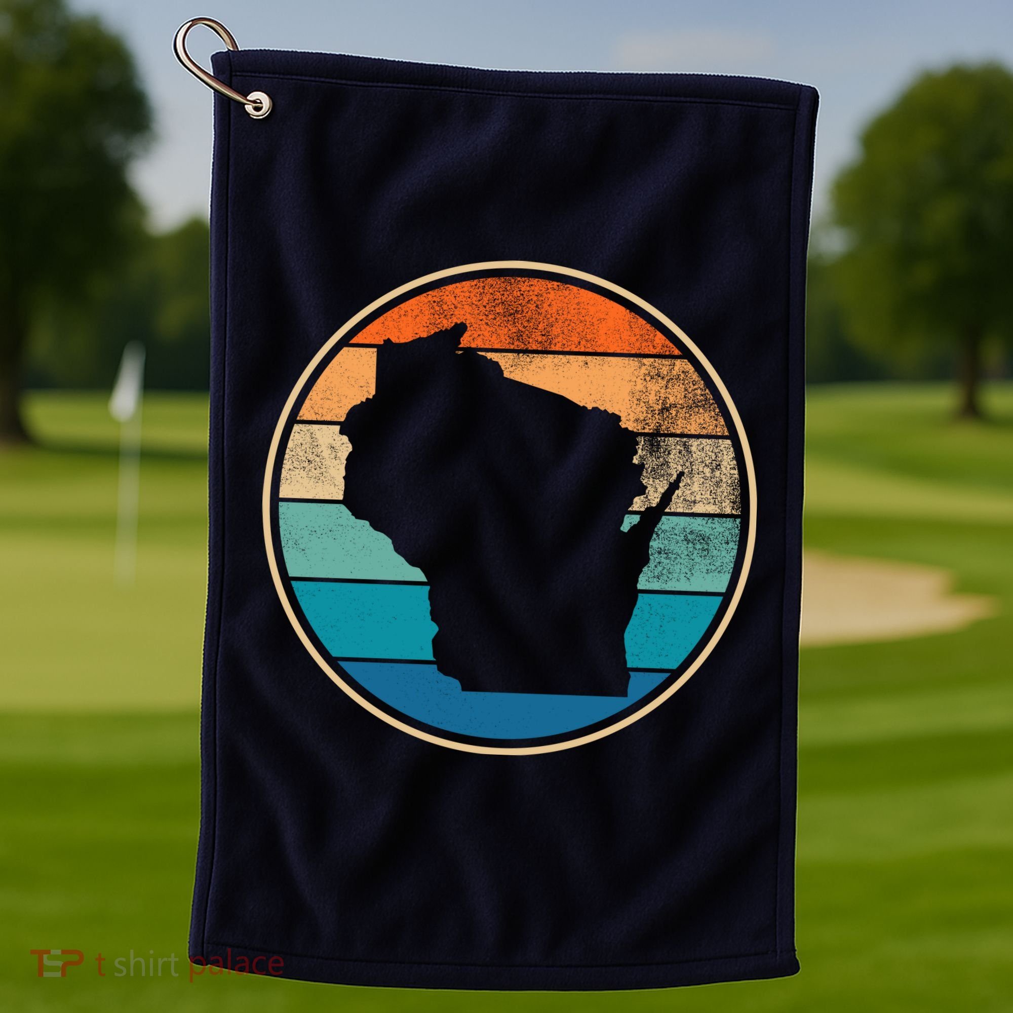 Wisconsin Retro Sunset State Golf Towel