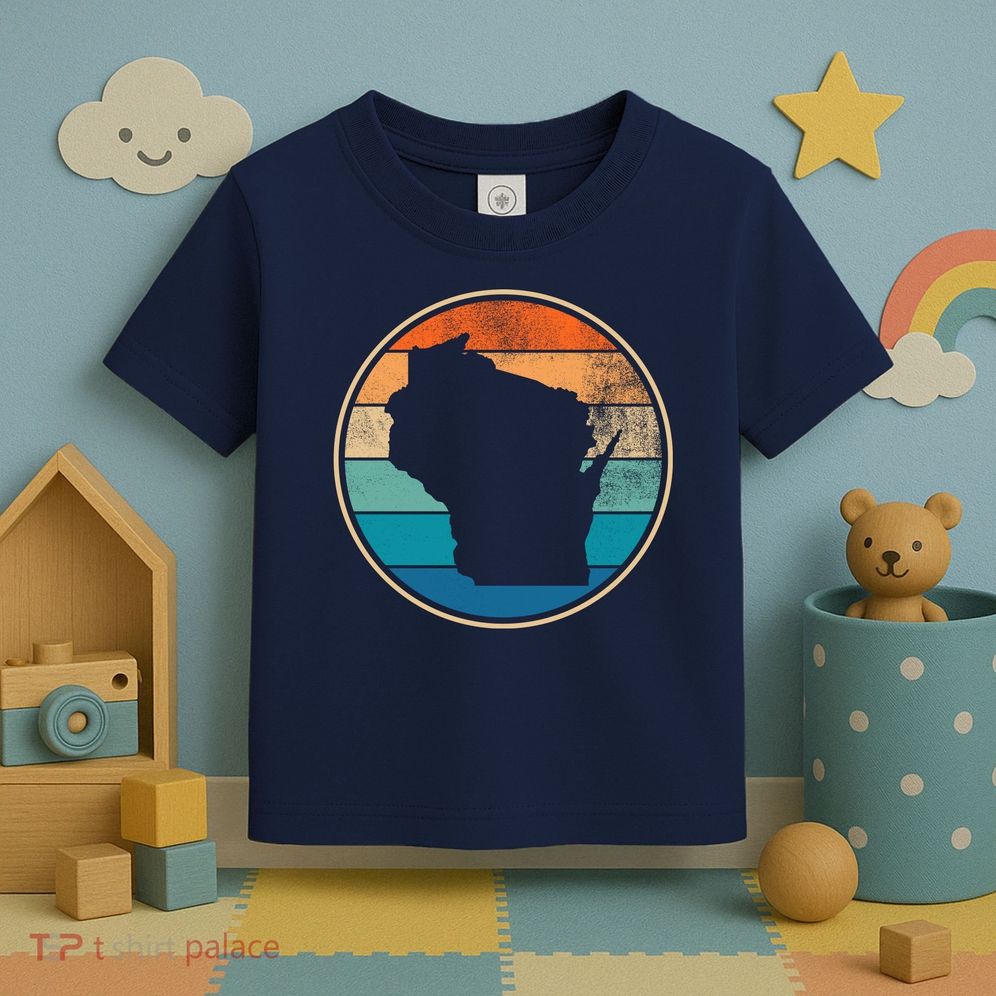 Wisconsin Retro Sunset State Toddler T-Shirt