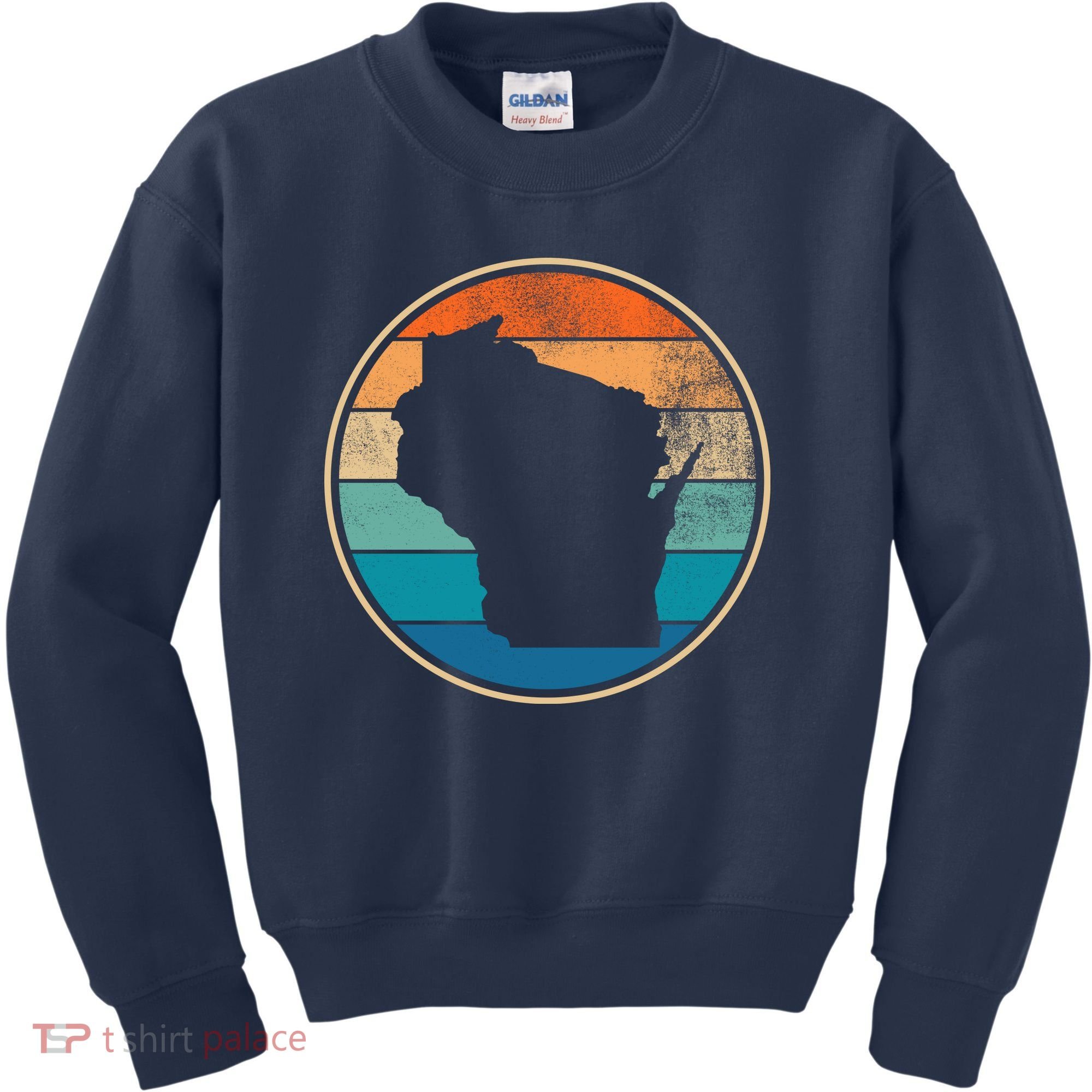 Wisconsin Retro Sunset State Kids Sweatshirt