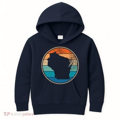 Wisconsin Retro Sunset State Kids Hoodie