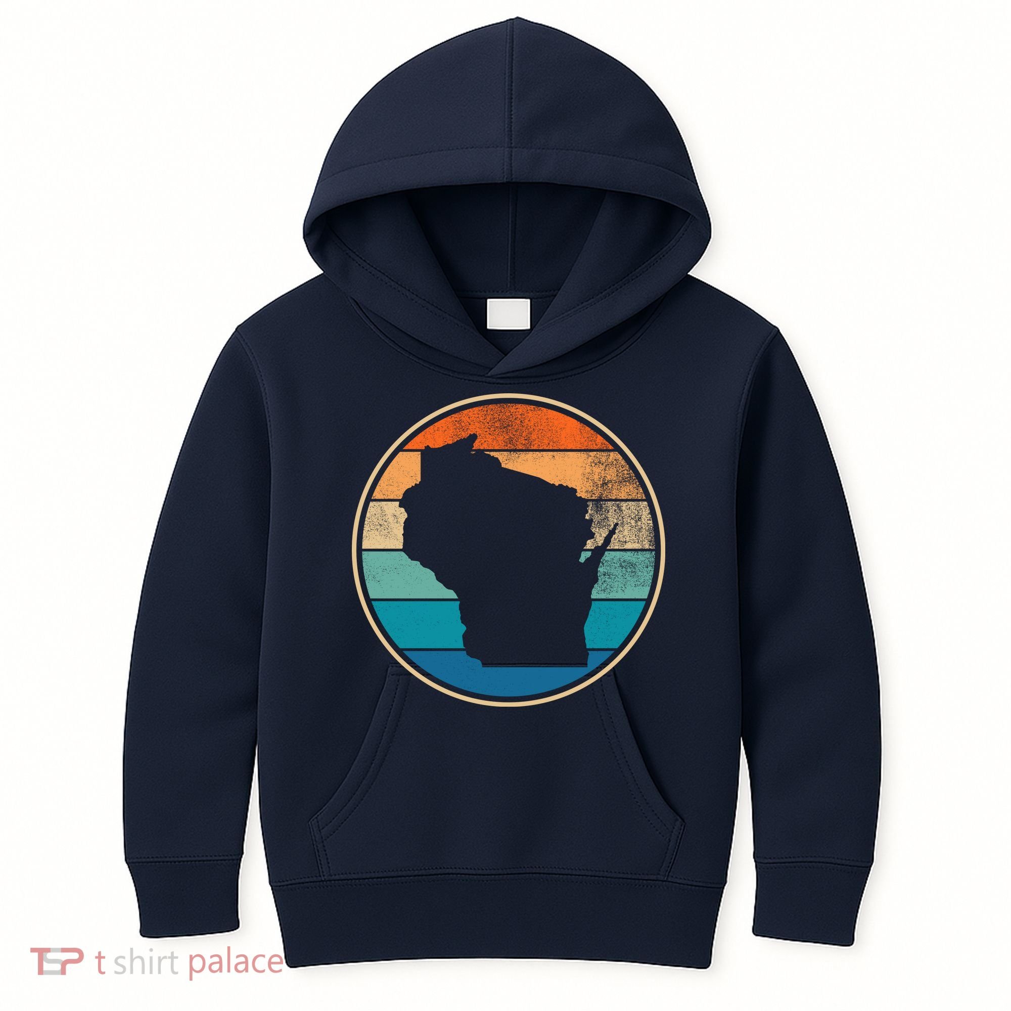 Wisconsin Retro Sunset State Kids Hoodie
