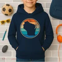 Wisconsin Retro Sunset State Kids Hoodie thumb 2