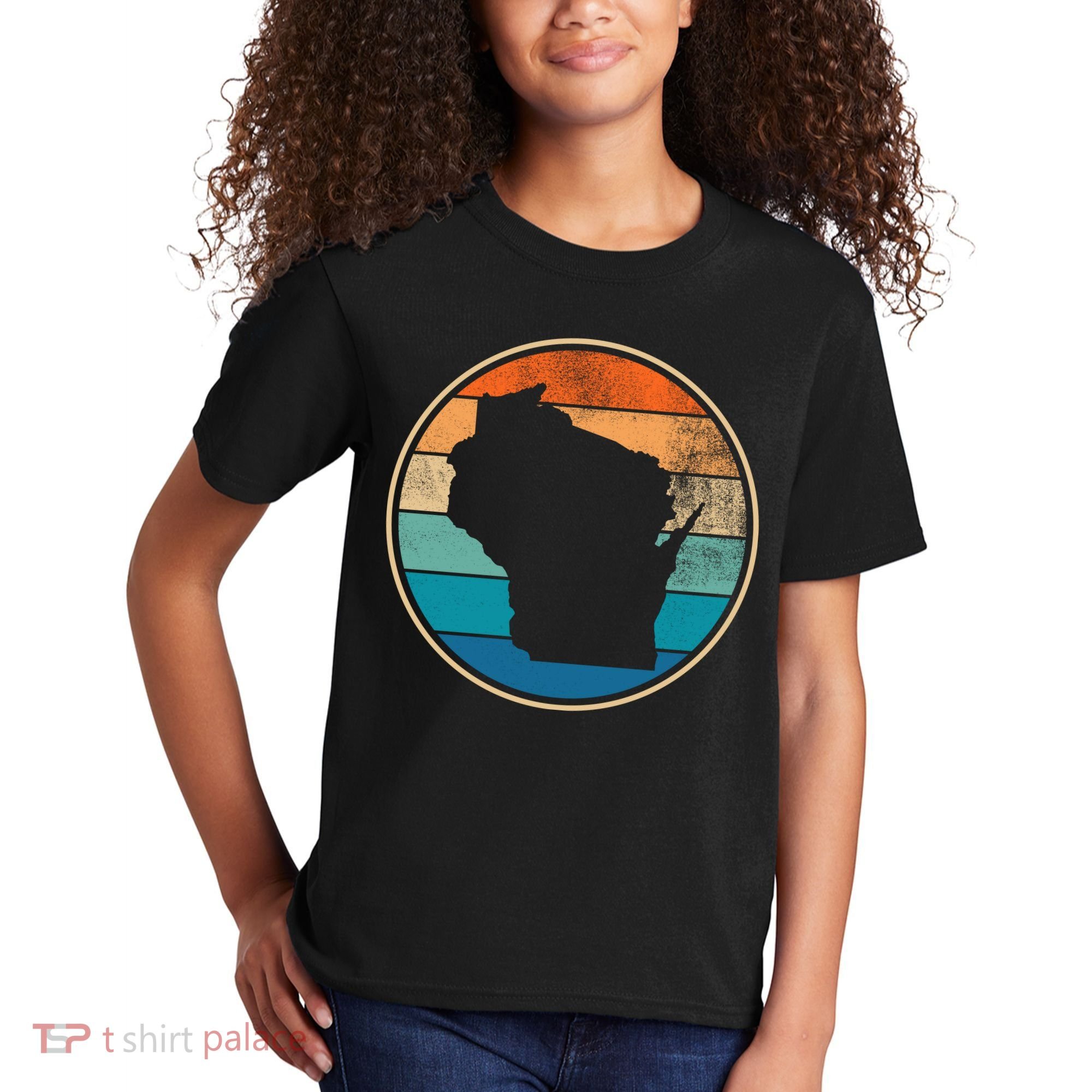 Wisconsin Retro Sunset State Kids T-Shirt