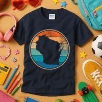 Wisconsin Retro Sunset State Kids T-Shirt thumb 3