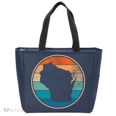 Wisconsin Retro Sunset State Tote Bag