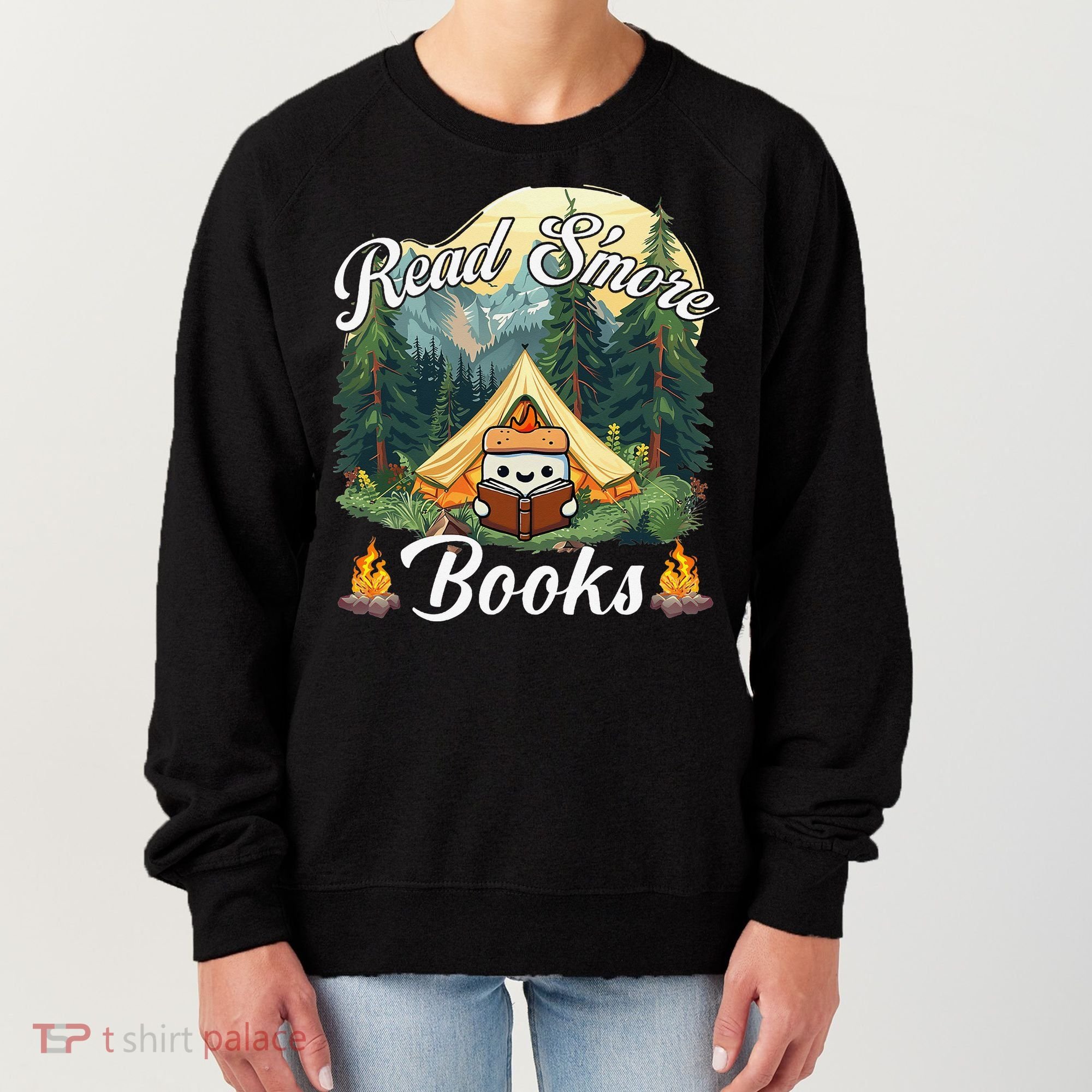 Women Read Smore Books Cute Campfire Outfit For Book Lover Women's Sweatshirt