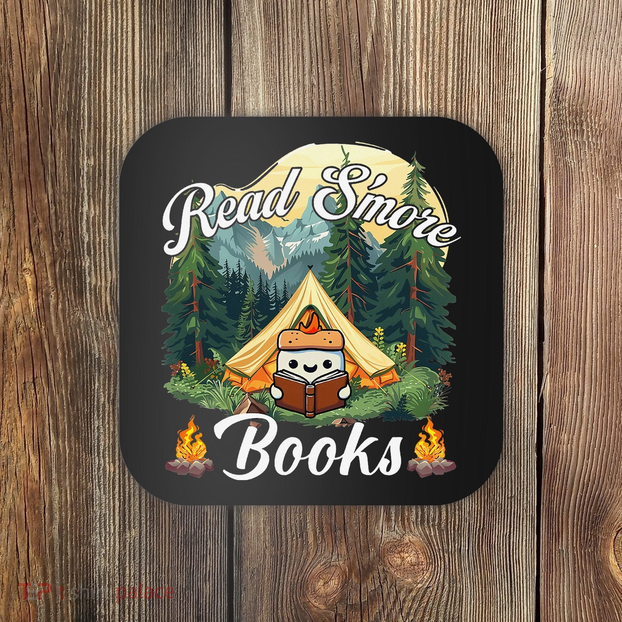 Women Read Smore Books Cute Campfire Outfit For Book Lover Coaster