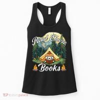Women Read Smore Books Cute Campfire Outfit For Book Lover Women's Tank Top thumb 0