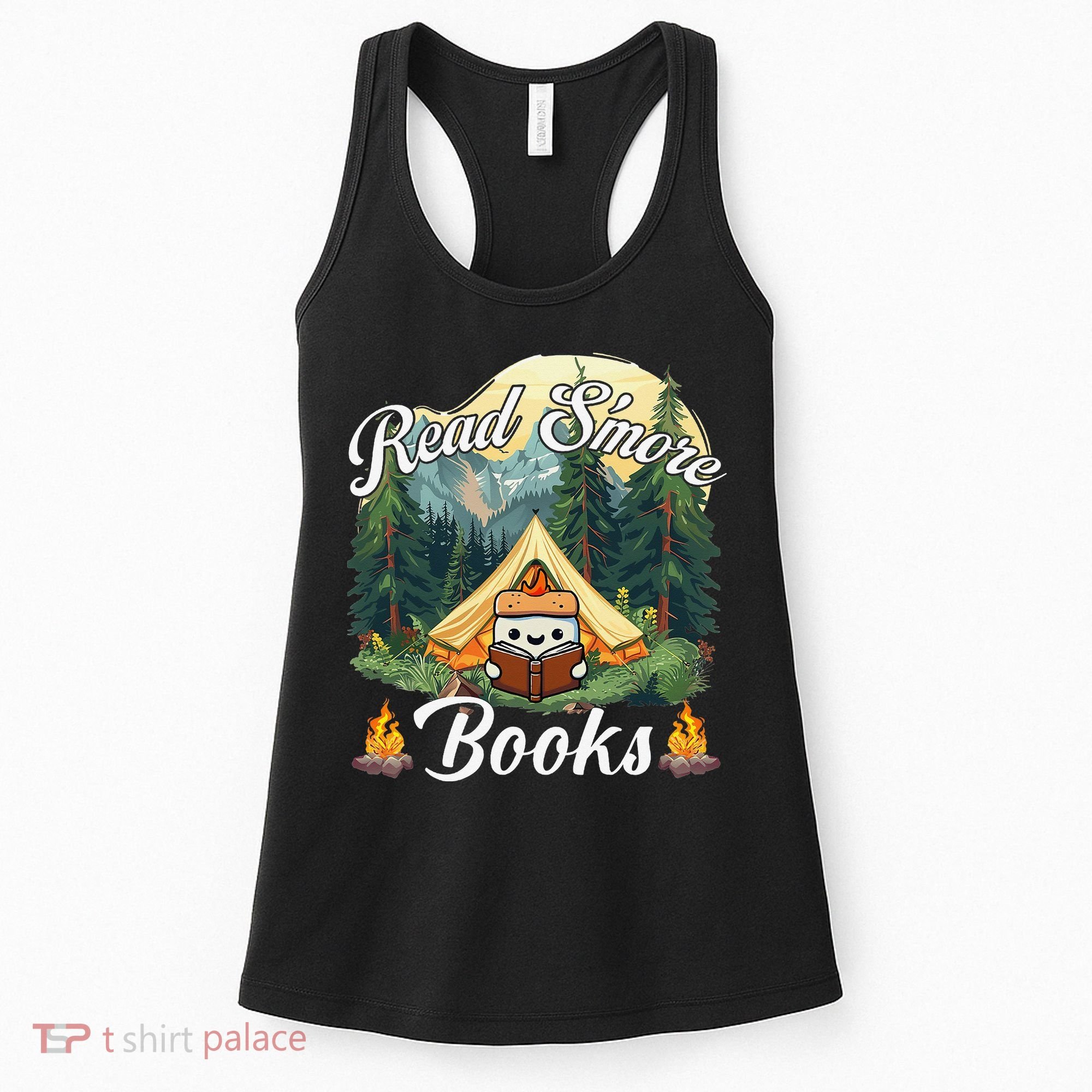 Women Read Smore Books Cute Campfire Outfit For Book Lover Women's Tank Top