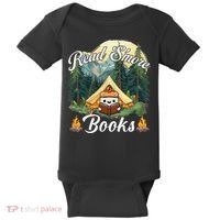 Women Read Smore Books Cute Campfire Outfit For Book Lover Baby Bodysuit thumb 0