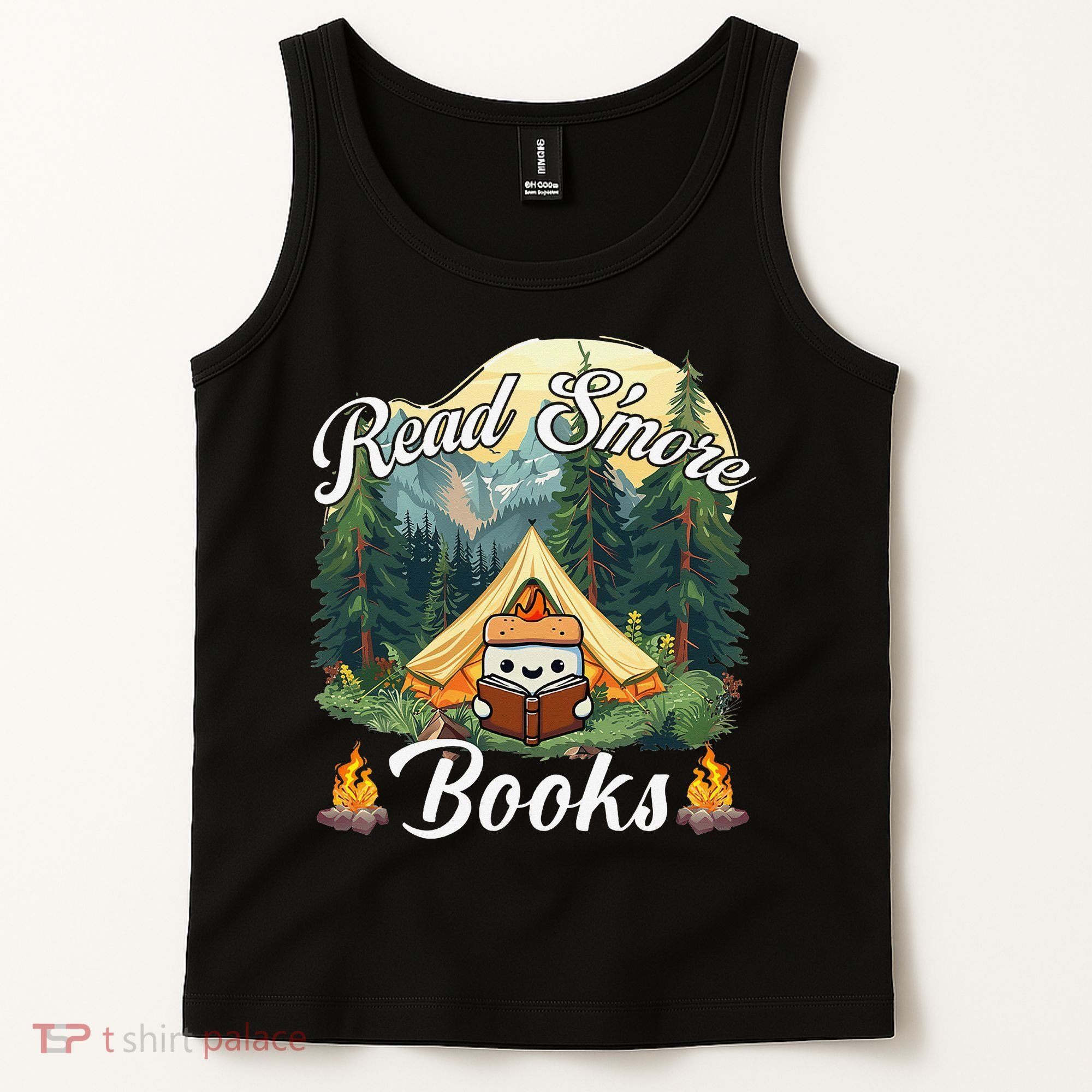 Women Read Smore Books Cute Campfire Outfit For Book Lover Tank Top
