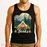 Women Read Smore Books Cute Campfire Outfit For Book Lover Tank Top thumb 3