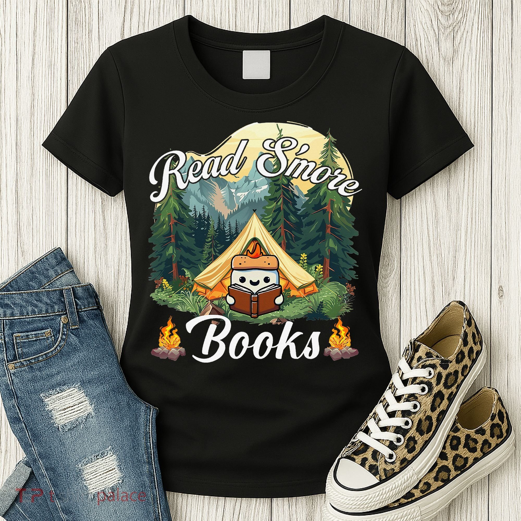 Women Read Smore Books Cute Campfire Outfit For Book Lover Women's T-Shirt