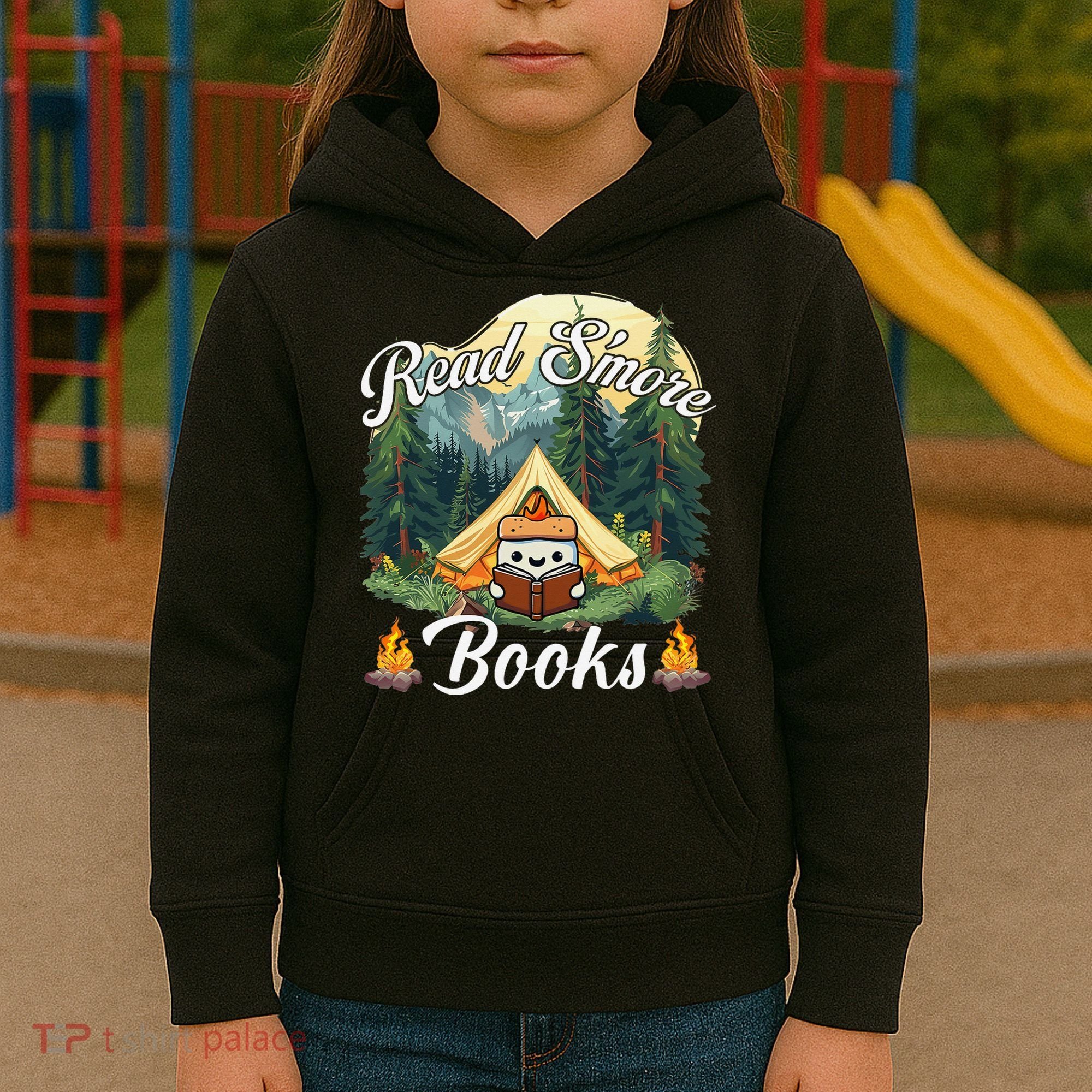 Women Read Smore Books Cute Campfire Outfit For Book Lover Kids Hoodie