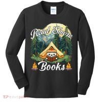Women Read Smore Books Cute Campfire Outfit For Book Lover Kids Long Sleeve Shirt thumb 0