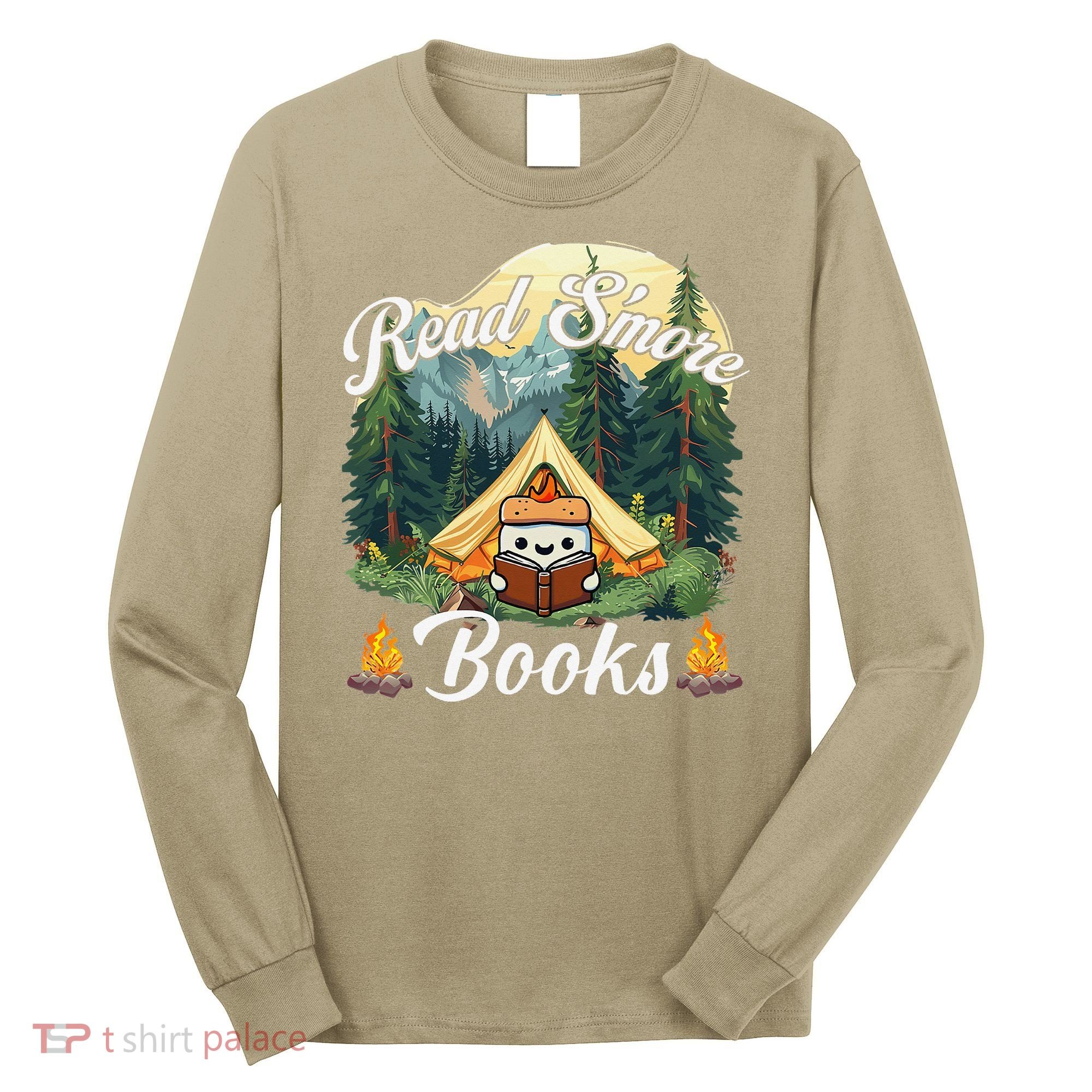 Women Read Smore Books Cute Campfire Outfit For Book Lover Long Sleeve Shirt