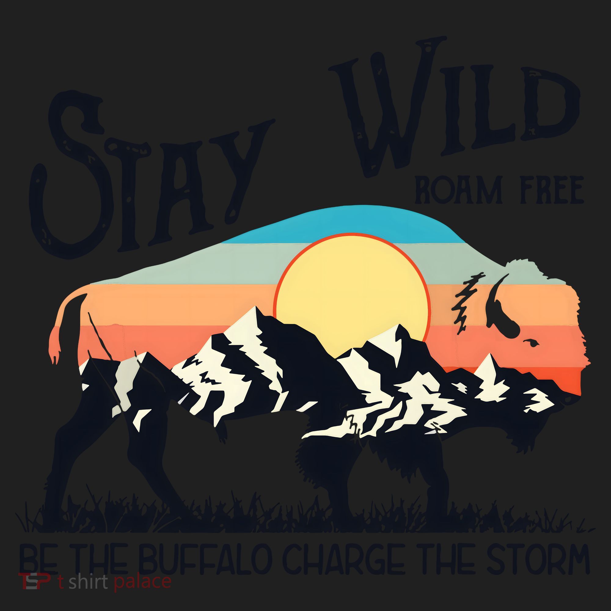 W4Mx Retro Stay Wild Roam Free The Buffalo Charge The Storm Women's Sweatshirt
