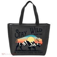 W4Mx Retro Stay Wild Roam Free The Buffalo Charge The Storm Tote Bag thumb 0
