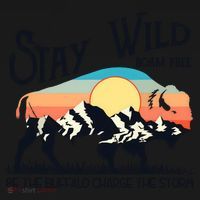 W4Mx Retro Stay Wild Roam Free The Buffalo Charge The Storm Tote Bag thumb 4