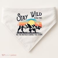 W4Mx Retro Stay Wild Roam Free The Buffalo Charge The Storm USA-Made Doggie Bandana thumb 0