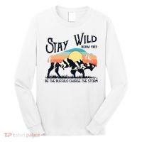 W4Mx Retro Stay Wild Roam Free The Buffalo Charge The Storm Long Sleeve Shirt thumb 0