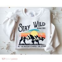 W4Mx Retro Stay Wild Roam Free The Buffalo Charge The Storm Sweatshirt thumb 2