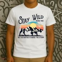W4Mx Retro Stay Wild Roam Free The Buffalo Charge The Storm T-Shirt thumb 3