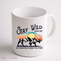 W4Mx Retro Stay Wild Roam Free The Buffalo Charge The Storm Coffee Mug thumb 1