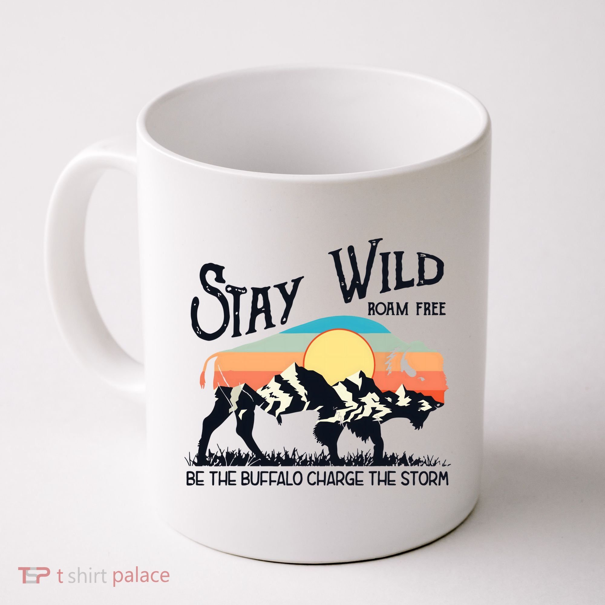 W4Mx Retro Stay Wild Roam Free The Buffalo Charge The Storm Coffee Mug