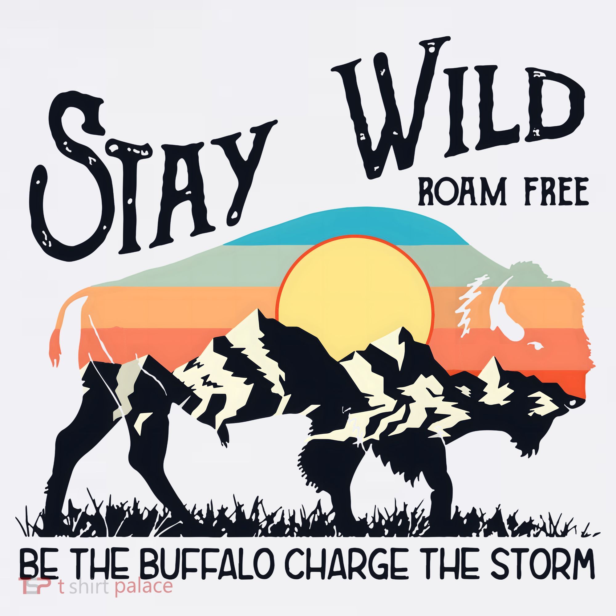 W4Mx Retro Stay Wild Roam Free The Buffalo Charge The Storm Women's Hoodie