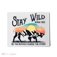 W4Mx Retro Stay Wild Roam Free The Buffalo Charge The Storm Mousepad thumb 0